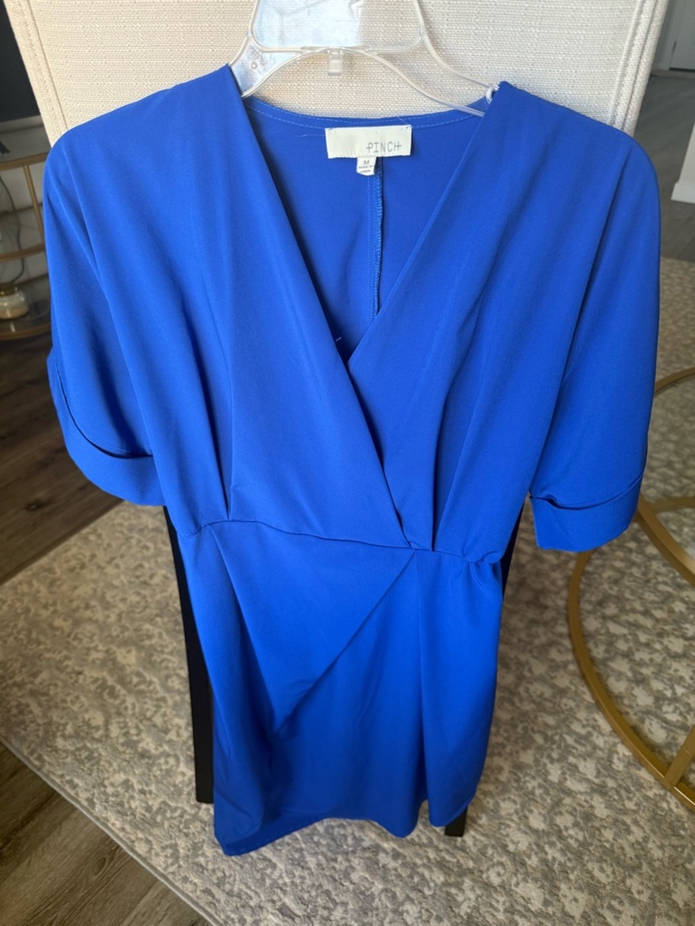 PINCH Cobalt Blue Twist Front Mini Dress V Neck Short Sleeve Medium